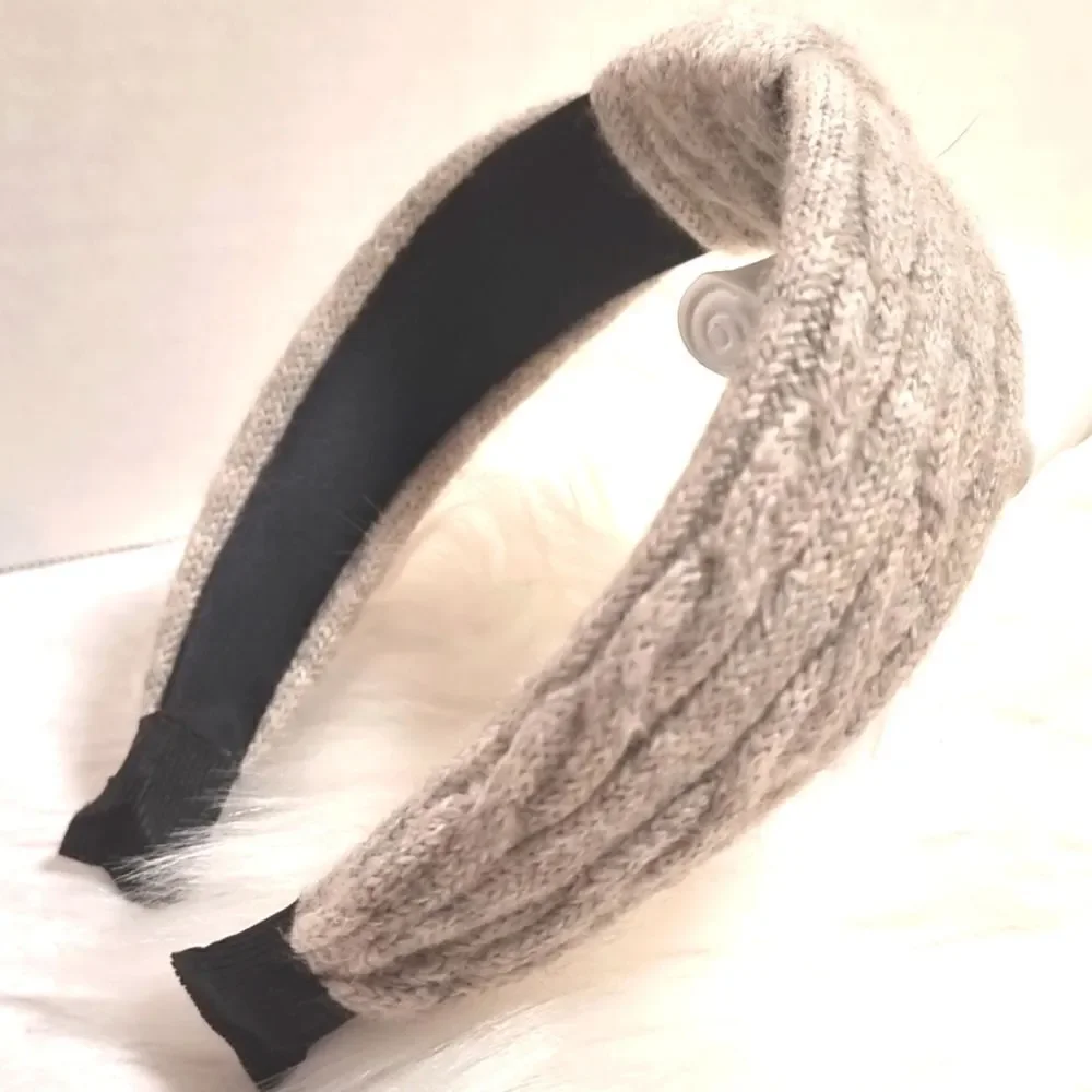 CABLE RIBBED SWEATER KNIT HEADBAND light grey